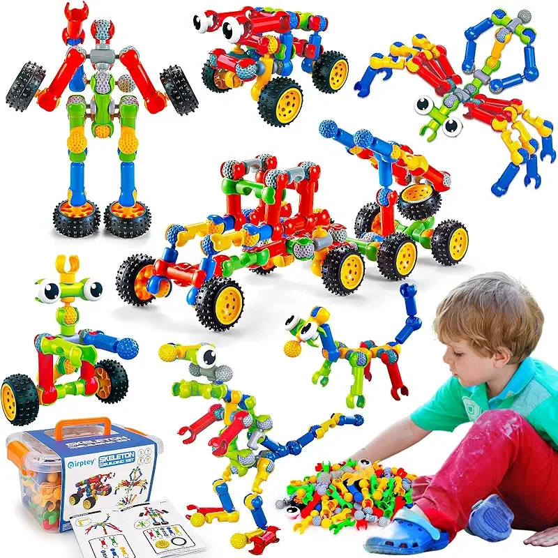 Kids STEM Building Toys for 3 4 5 6 7 8+ Year Old Boy Girl Birthday Gift, 125 Pcs Preschool Classroom Educational Building Blocks Stem Kits Activities Ages 3-5 4-8 5-7 6-8 Engineering Creative Games