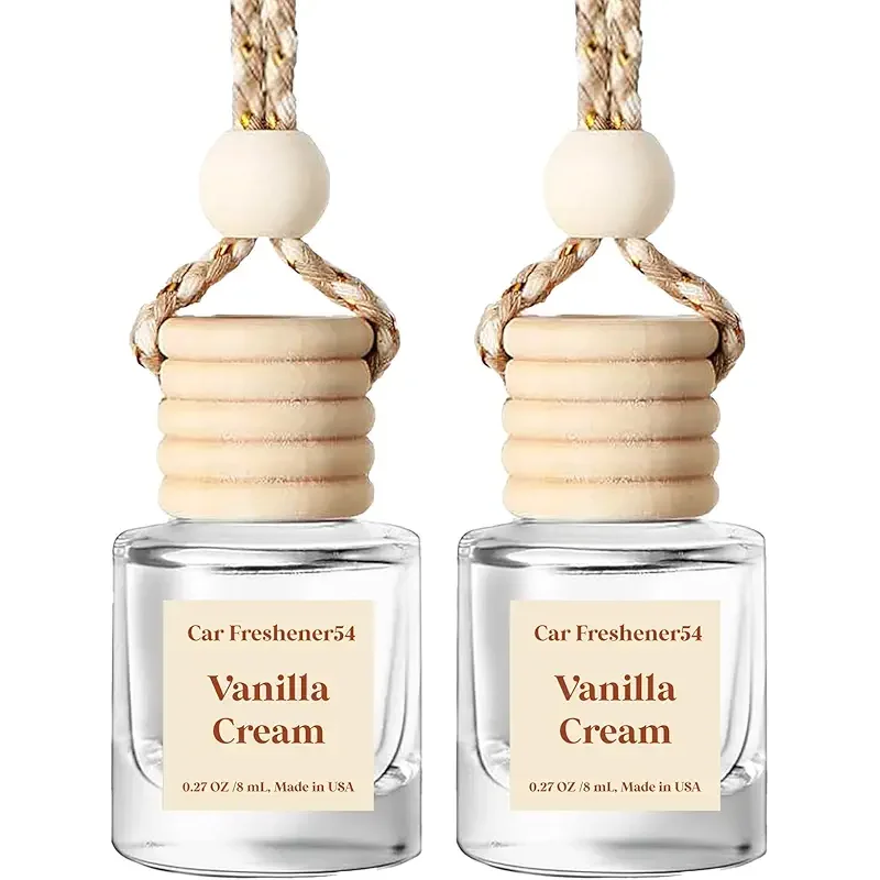 HoogaLife Car Air Freshener Diffuser 2 Pack Hanging Air Freshener Diffuser - Vanilla Cream Fragrance Oil Air D iffuser for Car, 45+ days Long Lasting Fragrance Made in USA C ar Air Fresheners (V54)