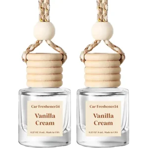 HoogaLife Car Air Freshener Diffuser 2 Pack Hanging Air Freshener Diffuser - Vanilla Cream Fragrance Oil Air D iffuser for Car, 45+ days Long Lasting Fragrance Made in USA C ar Air Fresheners (V54)