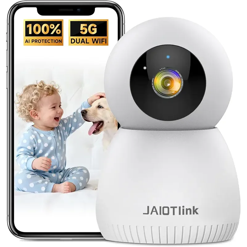 2K Baby Monitor with Phone App, 360° Pan-Tilt Indoor Camera for Home Security, AI Human/Pet Detection, Night Vision, 2-Way Audio, WiFi 2.4G/5G, SD/Cloud Storage, Compatible with Alexa