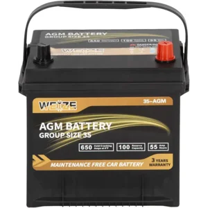 Weize Platinum AGM Battery BCI Group 35 Automotive Battery, 100RC, 650CCA, 36 Months Warranty, Dimensions 9.06" L x 6.89" W x 8.82" H