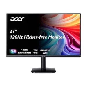 Acer 27 Inch Monitor- KB272-27 Inch FHD IPS (1920 x 1080) Display, Up to 120Hz Refresh Rate, 99% sRGB, Tilt, Adaptive-Sync Support (FreeSync Compatible) 1ms (VRB), sRGB 99% Color, HDMI & VGA Ports