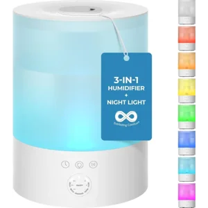 Everlasting Comfort 2.5L Top Fill Humidifiers for Bedroom - Quiet Easy to Fill & Clean, 24HR Runtime, Night Lights, Timer, Ultrasonic Cool Mist Humidifier, Auto Shut-Off, Essential Oil Diffuser