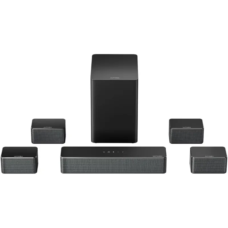 ULTIMEA 7.1ch Soundbar with Wireless Subwoofer, Virtual Surround Sound System for TV, App Control, 410W Peak Power, Sound bar for TV, 4 Wired Surround Speakers, Home Theater Sound System Poseidon D70