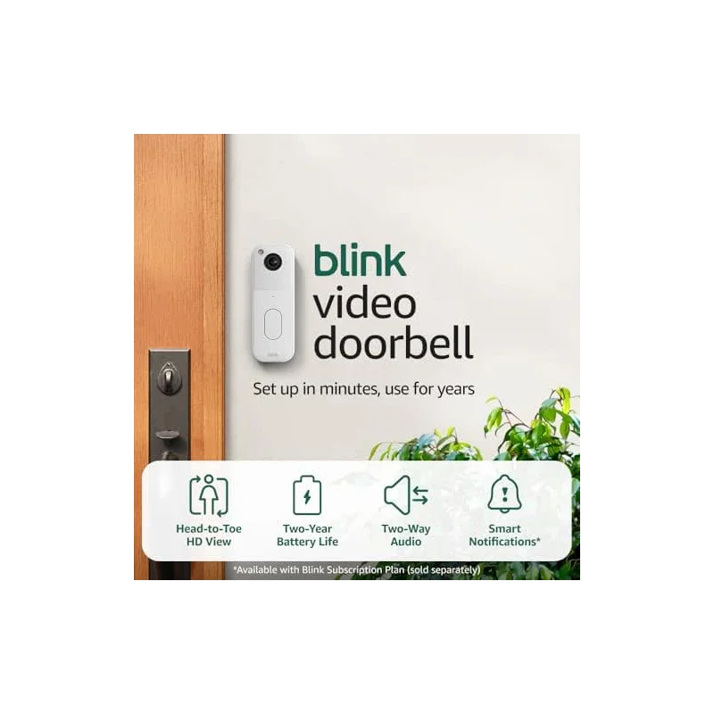 Blink Video Doorbell (newest model) – Head-to-toe HD view, two-year battery life, and simple setup. Required Sync Module not included – Add-On (White)