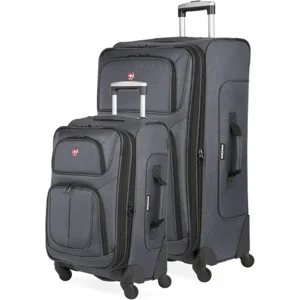 SwissGear Sion Softside Expandable Luggage with Spinner Wheels, Dark Grey, 2-Piece Set (21/25)