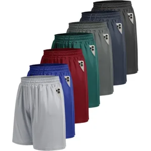7 Pack Mens Athletic Shorts - Gym Basketball Running Workout Quick Dry Black Shorts with Pockets for Casual Performance