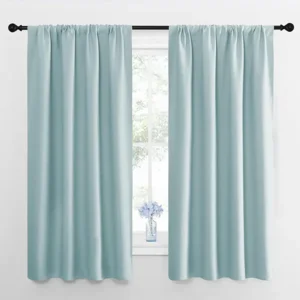 NICETOWN 2 Panels Blackout Curtains, Rod Pocket Thermal Insulated Curtains for Bedroom, Room Darkning Shading Blinds Modern Home Decoration for Living Room, Home Office, W42 x L63 in, Aqua Green