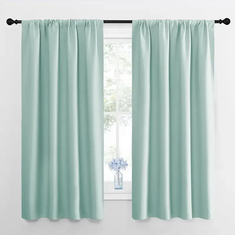 NICETOWN 2 Panels Blackout Curtains, Rod Pocket Thermal Insulated Curtains for Bedroom, Room Darkning Shading Blinds Modern Home Decoration for Living Room, Home Office, W42 x L63 in, Aqua