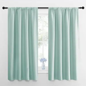 NICETOWN 2 Panels Blackout Curtains, Rod Pocket Thermal Insulated Curtains for Bedroom, Room Darkning Shading Blinds Modern Home Decoration for Living Room, Home Office, W42 x L63 in, Aqua