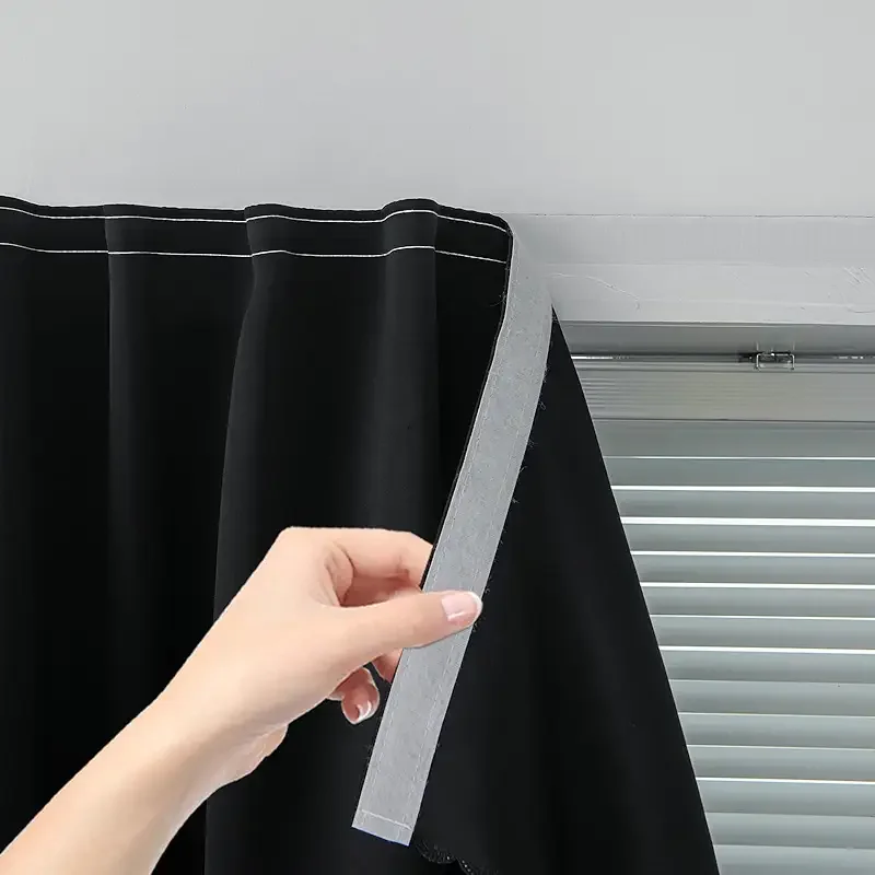 Adhesive Blackout Curtains- Self Stick Shades Window Blinds Curtains No Rod Needed Easy to Hang Curtains, Use for Bedroom, Living Room, Dining Room, Kitchen, Home Office, 35"W X 59"L, Black, 1 Panel