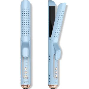 Farery Chill Set Soft-Air Curling Iron: Gentle Soft Air for Quick Styling & Long-Lasting Curls, Lock in Style with Cooling Air Vents, 2-in-1 Hair Straightener & Curler with Upgraded Long Barrel, Blue