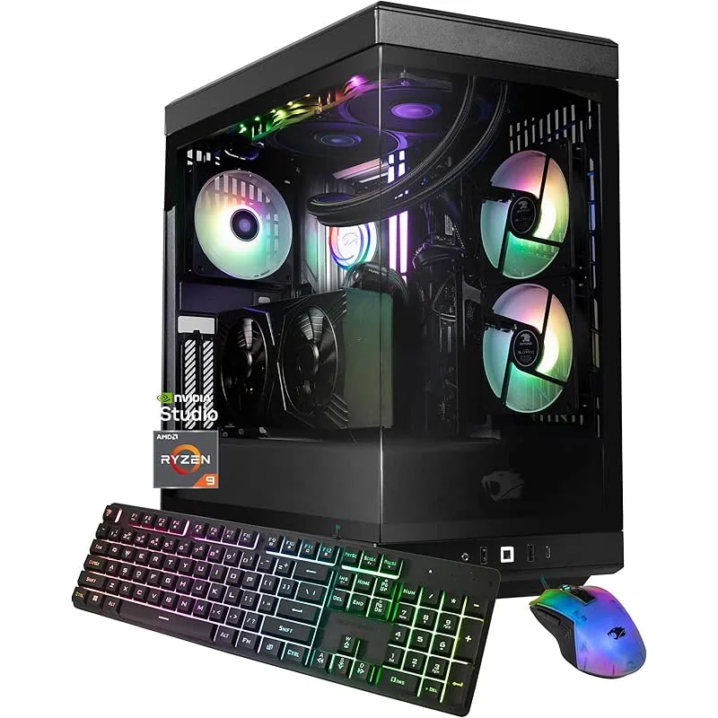 iBUYPOWER Y40 PRO Black Gaming PC Desktop Computer AMD Ryzen 9 7900X CPU, NVIDIA GeForce RTX 5070Ti 16GB GPU, 32GB DDR5 RGB 5200MHz RAM, 2TB NVMe SSD, Windows 11 Home, Keyboard, Mouse - Y40BA9N57T01
