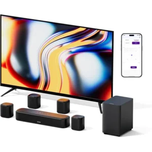 ULTIMEA 7.1ch Sound Bar with Subwoofer, Virtual Surround Sound System for TV, Sound Bar for Smart TV with 4 Surround Speakers, Peak Power 330W, TV Soundbar with App Control, Opt/AUX/BT, Aura A40