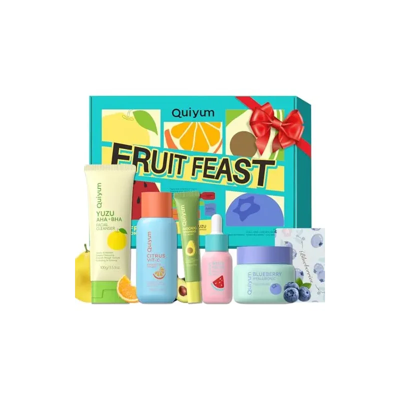 Fruit Skin Care for Teens, 5 Daily Routine Beauty Skin Care Sets - Exfoliation, Smooth, Clean, Oil Control, Firm, Hydrate, Glow Up, Skincare Gift Set for Girls Women, Facial Travel Set, for All Skin