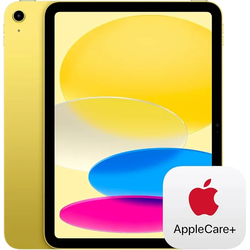 Apple iPad 11-inch: A16 chip, 11-inch Model, Liquid Retina Display, 128GB, Wi-Fi 6, 12MP Front/12MP Back Camera, Touch ID, All-Day Battery Life — Yellow with AppleCare+ (2 Years)