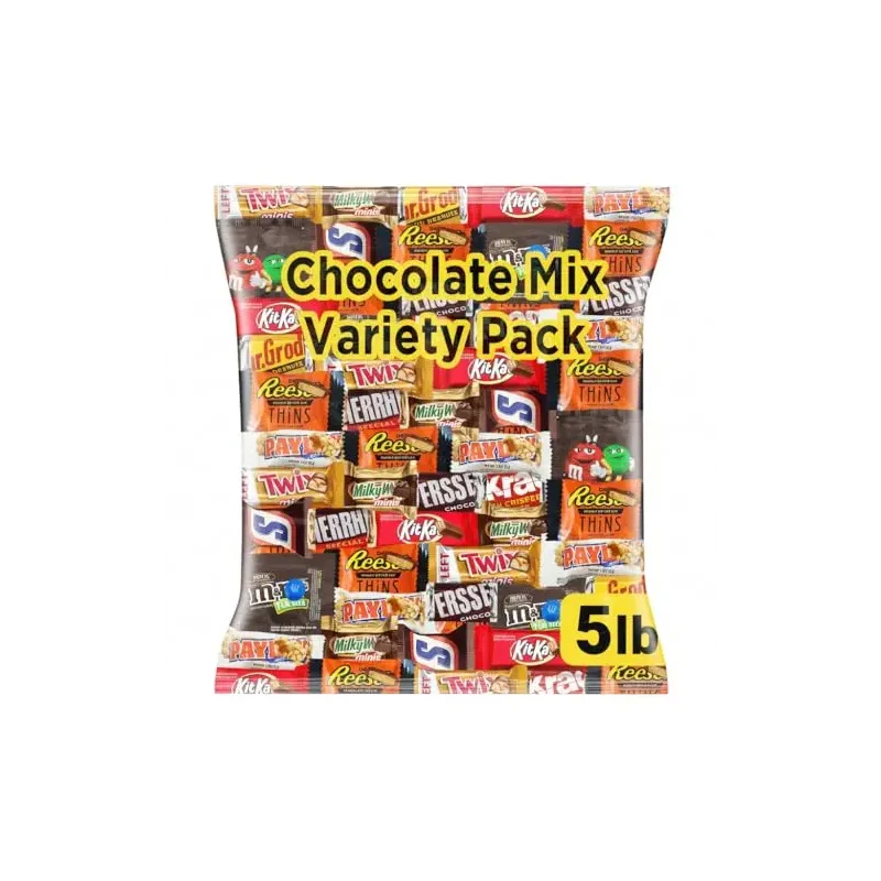 Chocolate Assorted Bulk Candy Variety Pack 5lb - Mini Chocolate Bars, Milk & Dark Chocolate Mix - Individually Wrapped Bulk Candy for Office Snacks, Party Favors and Bags