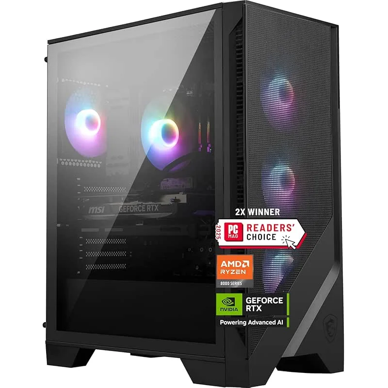MSI Codex Z2 Gaming Desktop: AMD R7-8700F, GeForce RTX 5070, 32GB DDR5, 2TB m.2 NVMe SSD, USB Type-C, VR-Ready, Windows 11 Home : A8NVP-436US