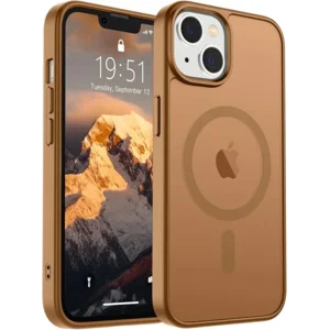 SUPFINE Magnetic for iPhone 14 Case & iPhone 13 Case (Compatible with MagSafe)(Military Grade Drop Protection) Slim Translucent Matte Shockproof Phone Cover,Brown