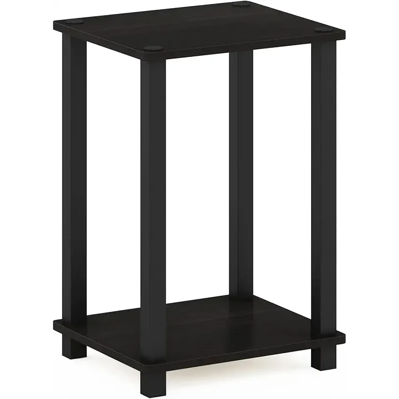 Furinno Simplistic Night Stand, 2-Tier Compact Nightstand with Open Shelf, Toolless Small Bedside Table, End Table, Side Table, for Bedroom, Living Room, Black Espresso