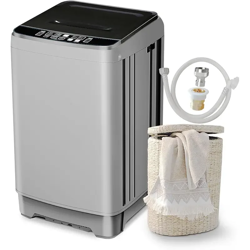 Portable Washing Machine 2.3 Cu. Ft. Full-Automatic Compact Washer Machine for Apartment, 10 Wash Program Small Portable Washer for Dorm, Apartment, RV, Home, Silver