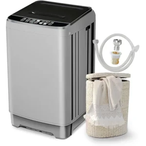 Portable Washing Machine 2.3 Cu. Ft. Full-Automatic Compact Washer Machine for Apartment, 10 Wash Program Small Portable Washer for Dorm, Apartment, RV, Home, Silver