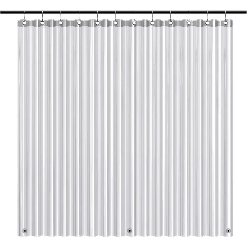 EHZNZIE Shower Curtain Liner Light Weight PEVA, Shower Liner 72x72 Inches, Waterproof, No Chemical Smell with 12 Rust Proof Metal Grommets for Bathroom Shower Curtain, Clear Black