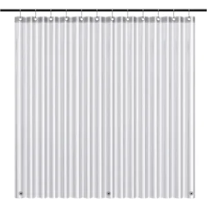 EHZNZIE Shower Curtain Liner Light Weight PEVA, Shower Liner 72x72 Inches, Waterproof, No Chemical Smell with 12 Rust Proof Metal Grommets for Bathroom Shower Curtain, Clear Black