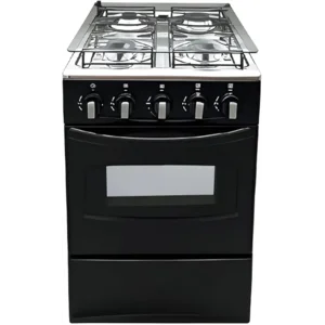 20 英吋(約 50.8 公分)獨立式燃氣灶爐 - 配備 4 個線圈燃燒器和帶不銹鋼烤箱的燃氣灶(黑色:手動點火)