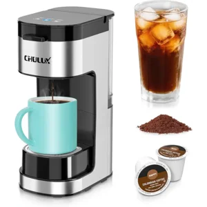 CHULUX Upgrade Single Serve Coffee Maker Machine for K Cup and Grounds with 2 Mins Brew One Cup, 3 Brew Choices, Removable Reservoir & Drip Tray