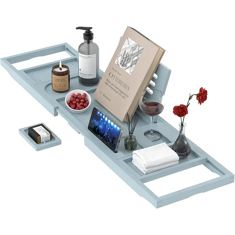 Yirilan Bathtub Trays for Tub,Bath Tray, Foldable Bathtub Caddy,Bathtub Tray,Grey