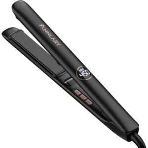 Hair Straightener 1 Inch Flat Iron and Curler 2 in 1, 15s Fast Heating, Professional Titanium Ceramic Ionic Dual Voltage Straighteners for All Hair Types