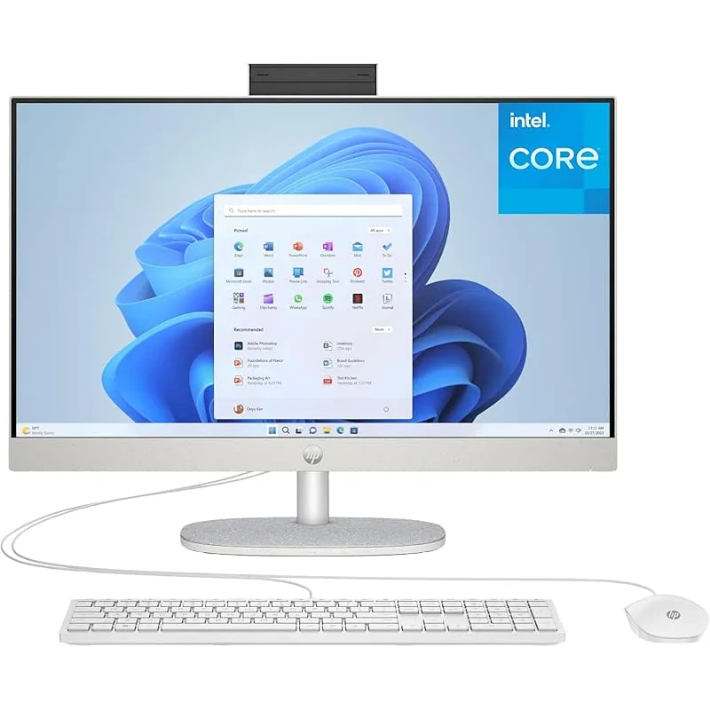 HP 24 Touchscreen All-in-One Desktop Computer for Home and School, Intel Processor, 23.8" FHD Display, 32GB DDR4 RAM, 1TB PCIe SSD, WiFi 6, Bluetooth 5.3, Business AIO, White