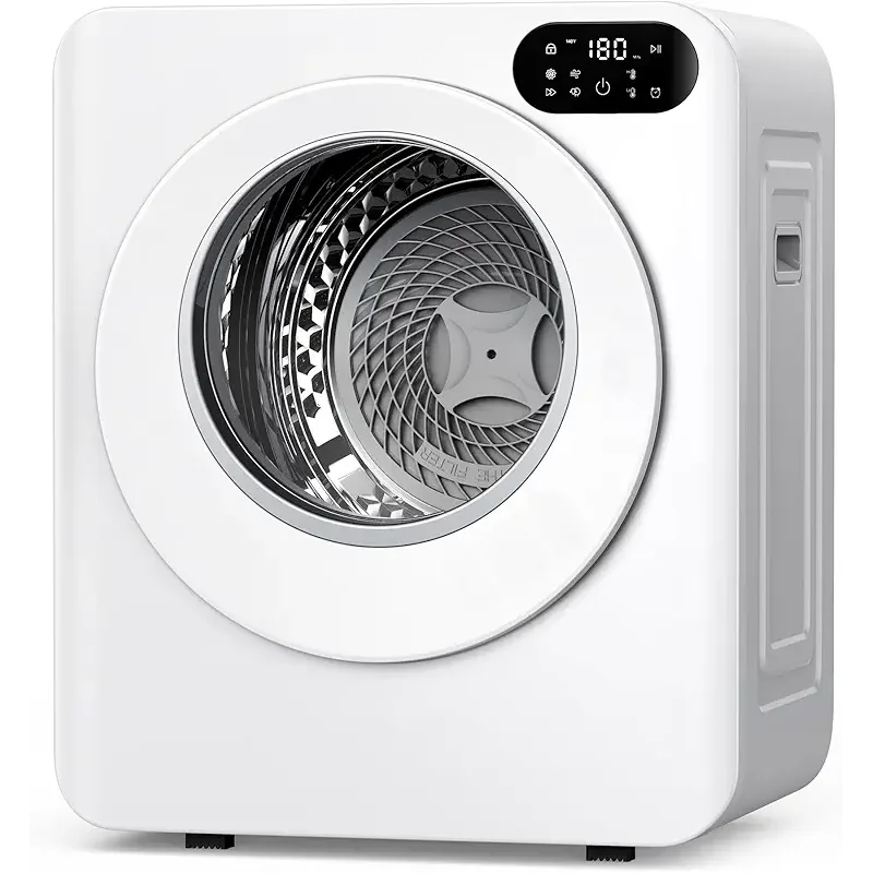 Euhomy 1.5 Cu.Ft Portable Clothes Dryer, 850W Clothes Dryer with Stainless Steel Drum, 4 Functions, LED Control, Drying Machine for Apartments, Laundry, Dorm, Small Space, White