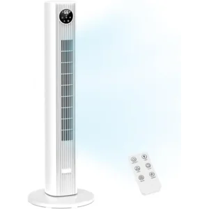 ZAFRO Tower Fan, 23ft/s Velocity Quiet Floor Fan, Remoter, 12H Timer, 3 Speeds, 4 Modes, 90 Oscillation for Home, Office, Indoor, 36 inch,White