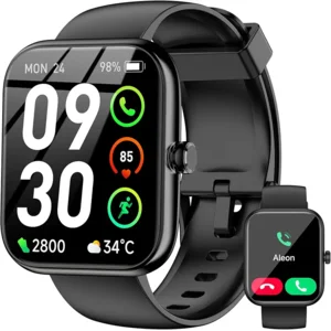 Smart Watch with Alexa Built-in, 1.83" HD Touchscreen Fitness Tracker, Bluetooth Notifications/Calls, IP68 Waterproof, 120+ Sport Modes, 24/7 Heart Rate & Sleep Monitor for iPhone Android iOS (Black)
