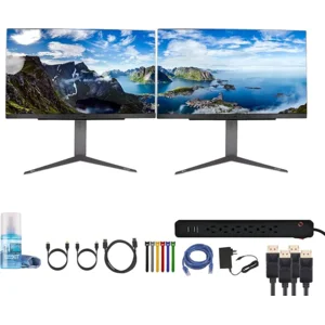 LG Ultragear 27" 1440p HDR 200Hz Gaming Monitor (2-Pack) | QHD Display with 1ms Response, G-SYNC & FreeSync | Esports, PC & Console Gaming (27GS75Q-B) + 2X DisplayPort Cable + Surge Protector + More