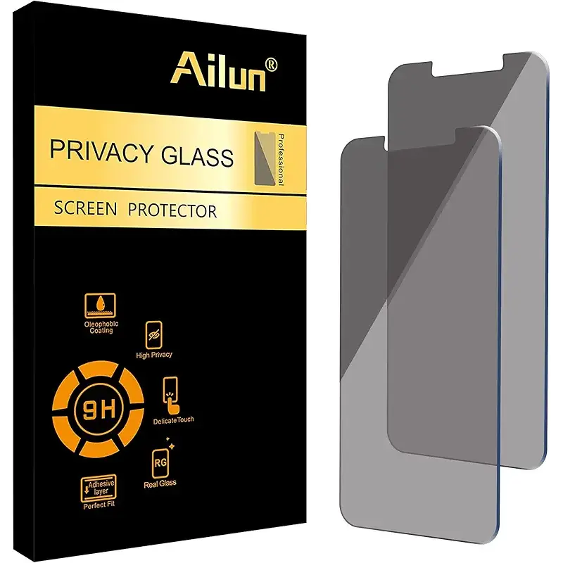 Ailun Privacy Screen Protector for iPhone 17e / iPhone 16e / iPhone 14 / iPhone 13 / iPhone 13 Pro [6.1 Inch] 2 Pack Anti Spy Private Tempered Glass Case Friendly [Not for iPhone 16 6.1 Inch]