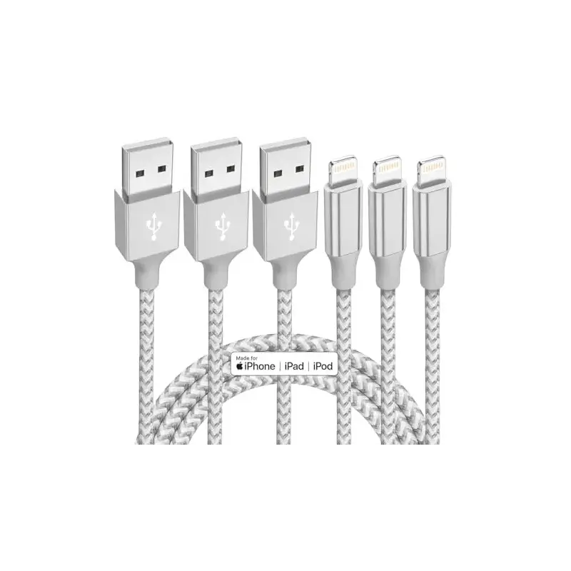 iPhone Charger 3 Pack 10 ft Apple MFi Certified Lightning Nylon Braided Cable Fast Charging Cord Compatible with iPhone 13 12 11 Pro Max XR XS X 8 7 6 Plus SE iPad and More