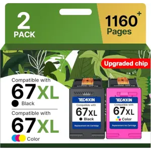 67XL Ink Cartridge Black/Color Combo Pack Replacement for HP Ink 67 67XL Printer Ink Works for HP DeskJet 2827e 4227e 2755e 2855e 2800 4155e 2755 2852e Envy 6055e 6000 6455e(2 Pack)