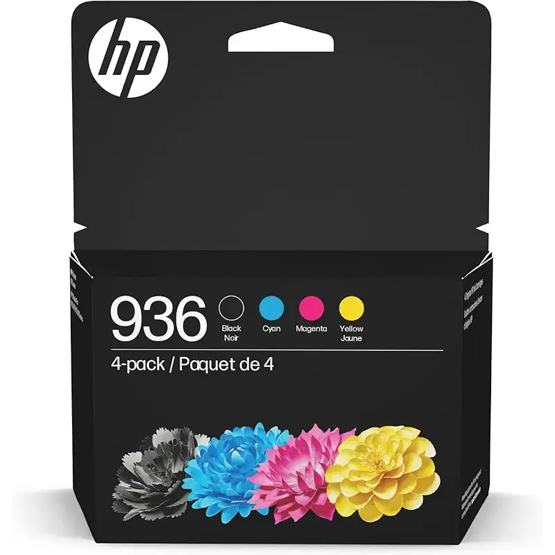 HP 936 Black, Cyan, Magenta, Yellow Ink Cartridges (4-Pack) | Works with OfficeJet 9120, Pro 9110, 9120, 9130, Wide Format 9730 | Eligible for Instant Ink | 6C3Z5LN