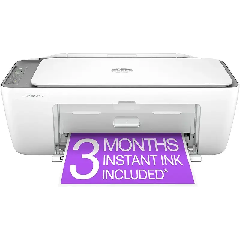 HP DeskJet 2855e Wireless All-in-One Color Inkjet Printer, Scanner, Copier, Best-for-home, 3 month Instant Ink trial included. This printer is only 2.4 ghz capable. (588S5A)