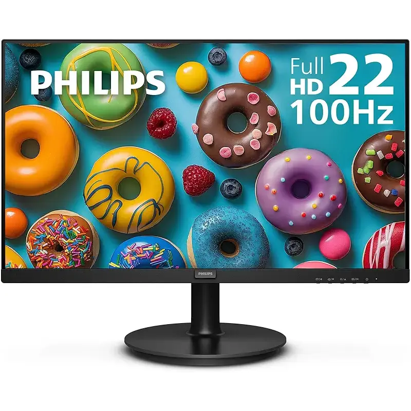 Philips 221V8LB 22 inch Class Thin Full HD (1920 x 1080) Monitor, 100Hz Refresh Rate, VESA, HDMI x1, VGA x1, LowBlue Mode, Adaptive Sync, 4 Year Advance Replacement Warranty