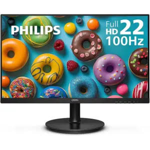 Philips 221V8LB 22 inch Class Thin Full HD (1920 x 1080) Monitor, 100Hz Refresh Rate, VESA, HDMI x1, VGA x1, LowBlue Mode, Adaptive Sync, 4 Year Advance Replacement Warranty