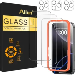 Ailun 3 Pack Screen Protector for iPhone 16 Pro Max [6.9 inch] + 3 Pack Camera Lens Protector with Installation Frame,Case Friendly Tempered Glass Film[9H Hardness][Not for iPhone 16e/16/16 Pro/Plus]