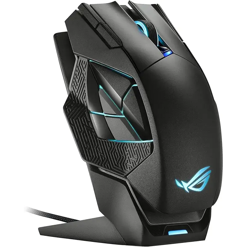 ASUS ROG Spatha X Wireless Gaming Mouse – MMO/MOBA Design, 12 Programmable Buttons, Right-Handed, 168g, Dual-Mode (Wired/2.4GHz), 19K DPI, up to 67Hr Battery, Magnetic Charging Dock, PC/Mac Support