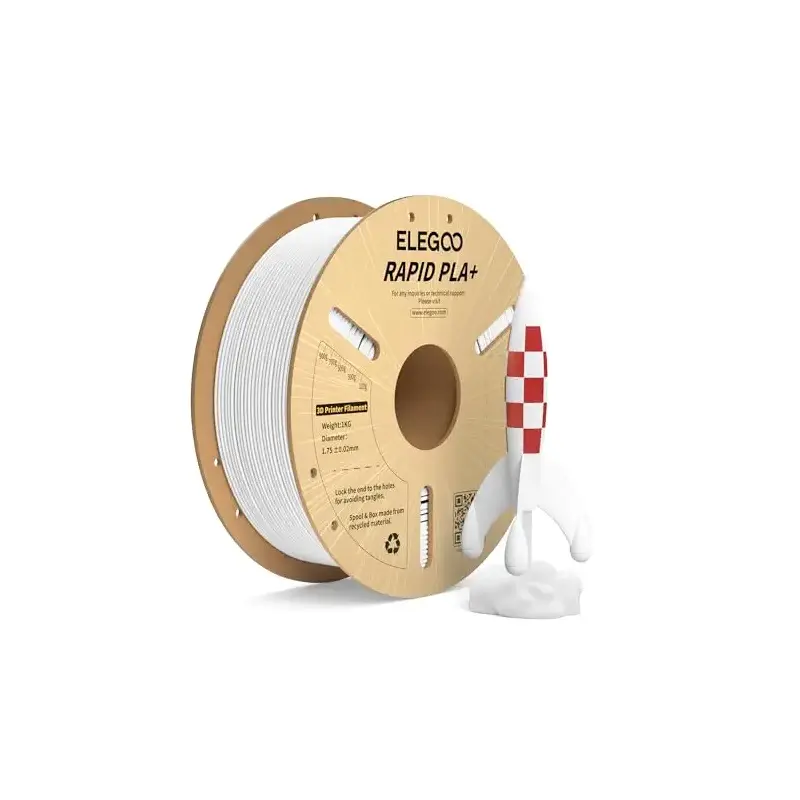 ELEGOO Rapid PLA Plus Filament 1.75mm White 1KG, PLA+ 3D Printer Filament for 30-600 mm/s High Speed Printing, Dimensional Accuracy +/- 0.02 mm, 1kg Cardboard Spool(2.2lbs)