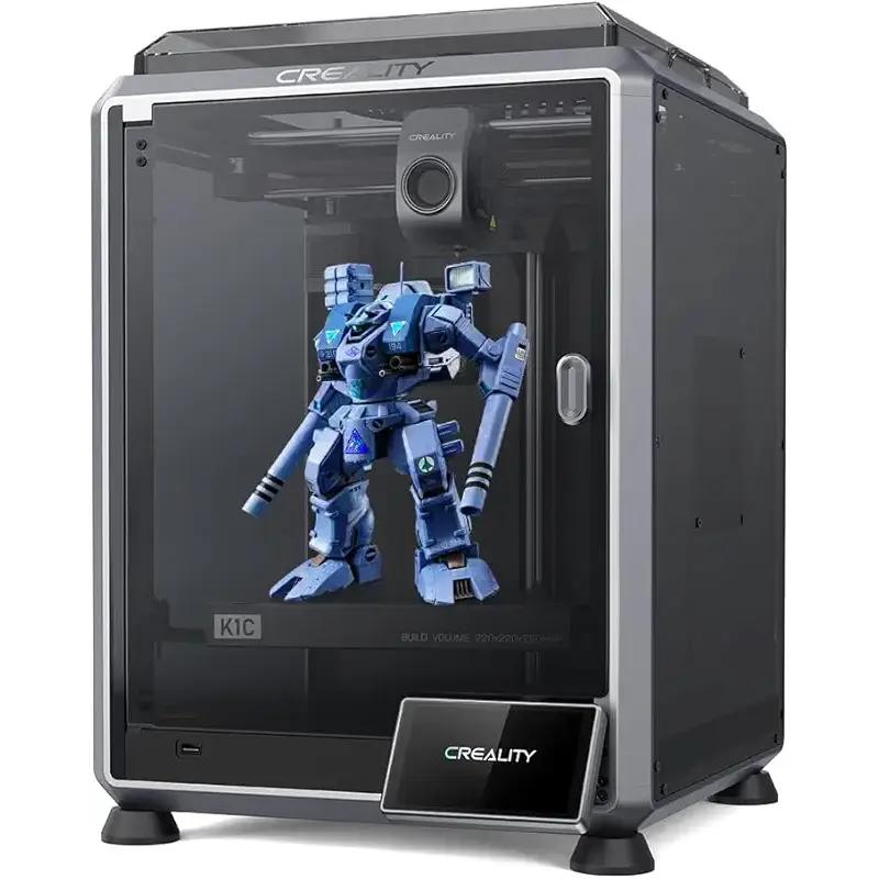 Creality K1C 3D Printer, 3D Printers with 600mm/s Fast Printing Speed, Support Carbon Fiber Filament 300℃ High-Temp Print, Auto Leveling and Clog-Free Direct Extruder 8.66x8.66x9.84 inch