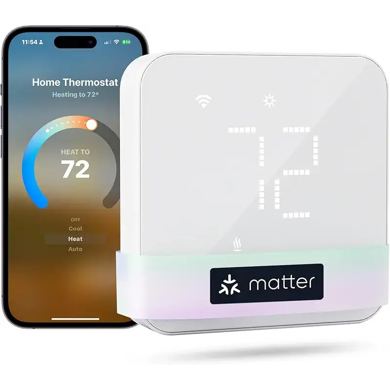 meross Smart Thermostat for Home, WiFi Thermostat Works with Matter, Alexa, Apple Home, Google Assistant, App & Voice Control, 7x24h Scheduling, Energy Saving, C-Wire Required
