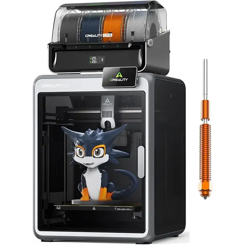 Creality K2 Combo (A) 3D Printer, Multicolor Printing with CFS, 600mm/s Printing Speed, 95% Pre-Assemble, Smart Al Camera & Auto Leveling, Next-Gen Direct Drive Extruder, Build Volume 260*260*260mm